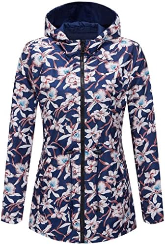 RISISSIDA Women Reversible Floral Print Jacket Hooded Spring Fall Fashion, Casual Lightweight Waterproof Thin Transition Coat
