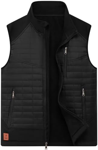 Vcansion Men’s Lightweight Fleece Lined Puffer Vest Softshell Outerwear Sleeveless Jacket for Hiking Travel Golf