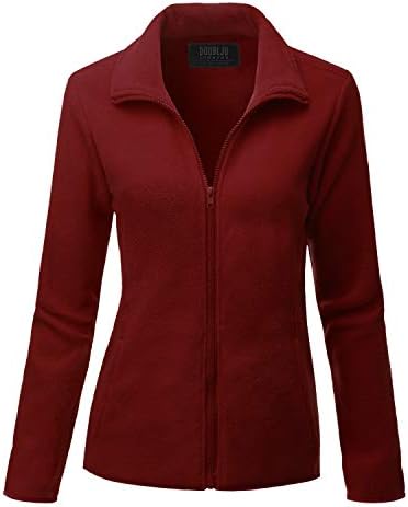 DOUBLJU Soft Polar Fleece Jacket Full Zip Long Sleeve with Side Pocket Casual Basic Lightweight Coat for Women with Plus Size
