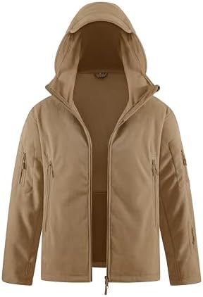 BIYLACLESEN Men’s Winter Fleece Jackets Hooded Warm Military Tactical Coats Sport Outdoor Fleece Jacket Coats