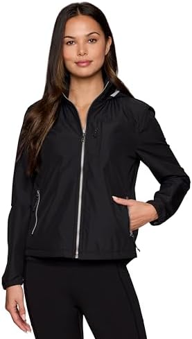 Avalanche Lightweight Zip Up Rain Jacket for Women with Convertible Hood, Zipper Pockets for Hiking, Running, Casual Wear