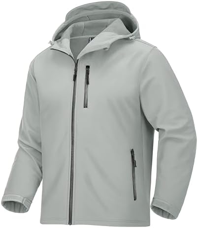 MAGCOMSEN Men’s Waterproof Jacket Softshell Hiking Windbreaker Jackets Hooded Fleece Rain Coats Multi-Pockets Outdoor Fishing