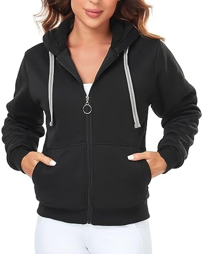 Women’s Full Zip Up Sherpa Fleece Lined Hoodie Thicker Comfortable Sweatshirt Heavy Winter Jacket