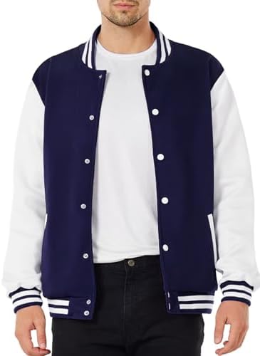 Men’s Varsity Letterman Jacket Lightweight Baseball Bomber Jackets Slim Fit Causal Blend Designer Coat