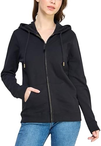 ENCHANTED COTTONS Women’s GOTS Certified 100% Organic Cotton Sweatshirts Zip Up Hoodies Jacket with Pocket