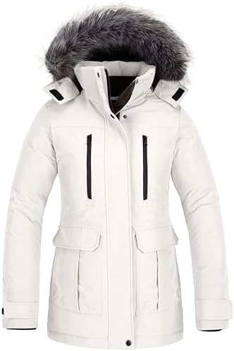 CHIN·MOON Women’s Warm Winter Coat Thicken Padded Puffer Jacket Snow Parka with Removable Hood