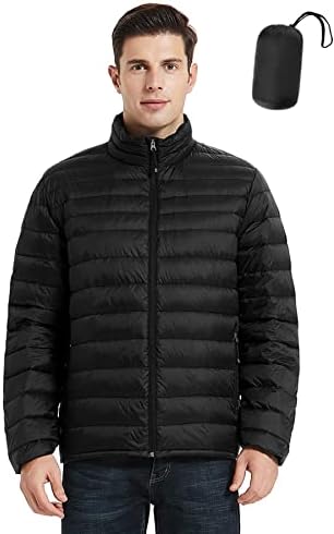 Men’s Packable Down Jacket, Puffer Jacket Lightweight Warm Puffer Coat