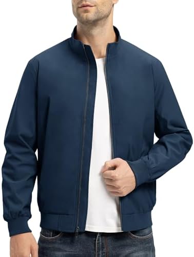 TBMPOY Mens Lightweight Jackets Casual Golf Windbreaker Bomber Work Business Jacket Spring Fall Track Coat with Pockets