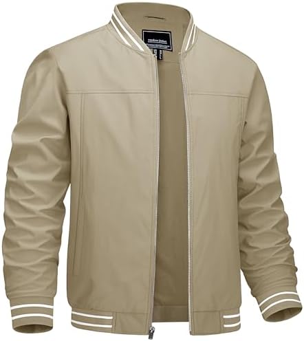 CRYSULLY Men’s Bomber Jacket Fall Lightweight Casual Windbreaker Full Zip Coats Jackets