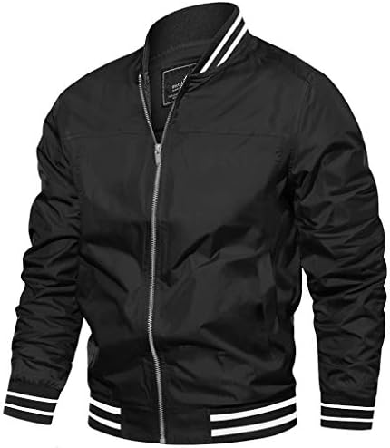 Cotrasen Men’s Bomber Jacket Lightweight Windbreaker Full Zip Active Coat Outwear