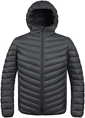 ZSHOW Men’s Lightweight Puffer Jacket Hooded Down Alternative Coat Packable Windproof Outerwear Jacket