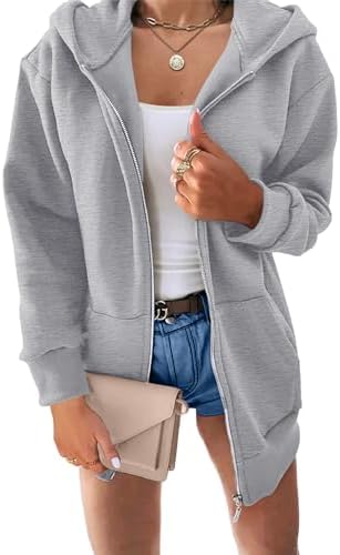 Hoodies for Women Zip Up Oversized Sweatshirts Fall Jackets with Pockets