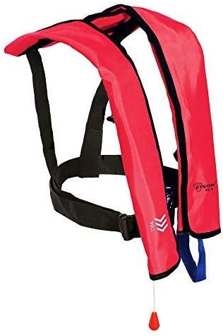 Top Safety Adult Life Jacket with Whistle – Manual Version Inflatable Lifejacket Life Vest Preserver PFD for Boating Fishing Sailing Kayaking Surfing Paddling Swimming – Adjustable Life Saving Vest