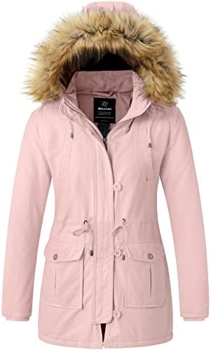 wantdo Women’s Winter Thicken Puffer Coat Warm Fleece Lined Parka Jacket with Fur Hood