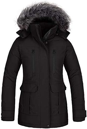 CHIN·MOON Women’s Warm Winter Coat Thicken Padded Puffer Jacket Snow Parka with Removable Hood