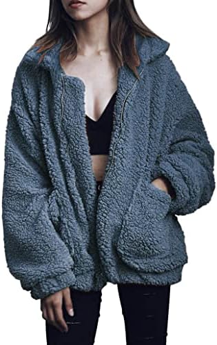 PRETTYGARDEN Women’s Fashion Winter Coat Long Sleeve Lapel Zip Up Faux Shearling Shaggy Oversized Shacket Jacket