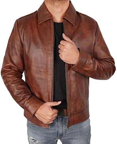 III-Fashions Lambskin Leather Biker Jacket men – Distressed Black Classic Shirt Collar Vintage Brown leather Jackets For Man