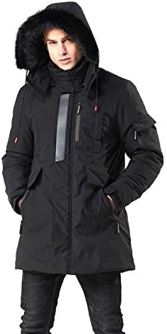 WEEN CHARM Men’s Warm Parka Jacket Anorak Jacket Winter Coat with Detachable Hood Faux-Fur Trim
