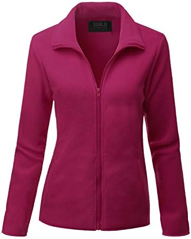 DOUBLJU Soft Polar Fleece Jacket Full Zip Long Sleeve with Side Pocket Casual Basic Lightweight Coat for Women with Plus Size