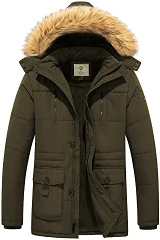 WenVen Men’s Winter Coat Warm Parka Jacket with Faux Fur Removable Hood