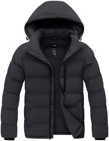 ZSHOW Men’s Puffer Jacket Warm Thick Padded Winter Coat with Detachable Hood