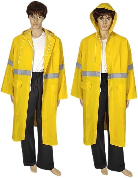 PIUKA XL Men’s Waterproof Long Raincoat with Hood, Windproof Emergency Rain Jacket for Outdoor Sports, Unisex Yellow, Large Poncho