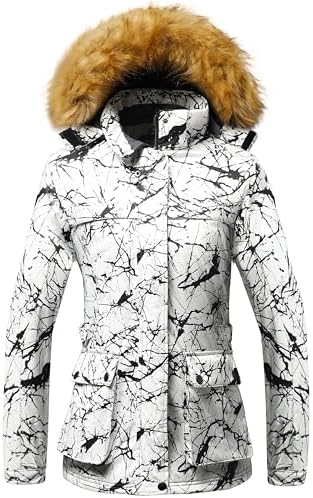 Wantdo Women’s Waterproof Ski Jacket Windproof Winter Snow Coat Mountain Snowboarding Jackets Outdoor Fleece Parka