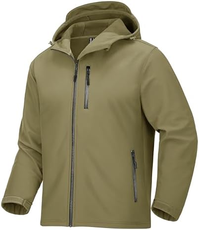 MAGCOMSEN Men’s Waterproof Jacket Softshell Hiking Windbreaker Jackets Hooded Fleece Rain Coats Multi-Pockets Outdoor Fishing