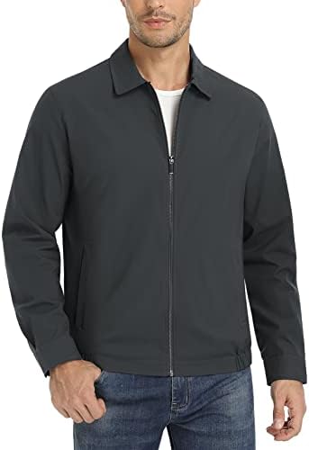 MAGCOMSEN Men’s Lightweight Jackets Full Zip Up Light Coat Laydown Collar Jacket Casual Windbreaker Jacket with Zip Pockets