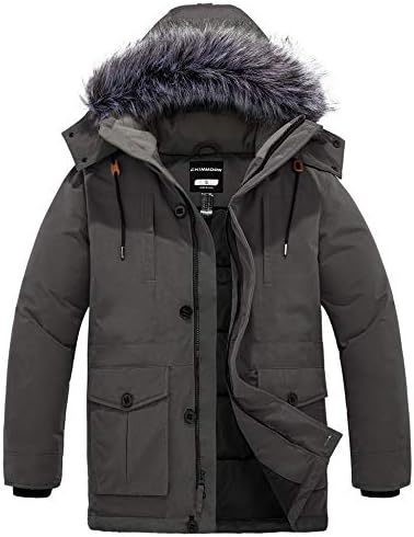 CHIN·MOON Men’s Winter Jacket Thicken Parka Warm Waterproof Puffer Jacket Hooded Snow Coat