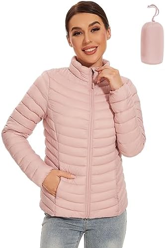 ROYAL MATRIX Women’s Packable Puffer Jacket Lightweight Quilted Puffer Jacket Winter Warm Puffy Jacket with Stand Collar