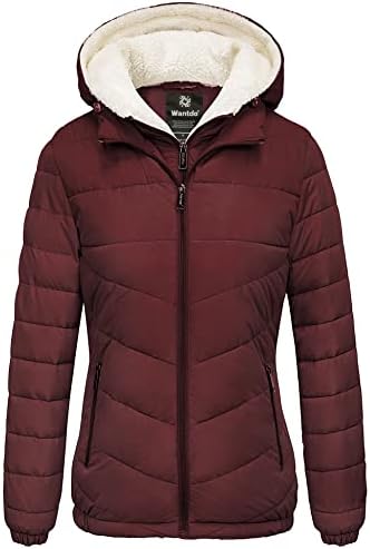 wantdo Women’s Quilted Winter Coats Hooded Warm Puffer Jacket with Fleece Hood