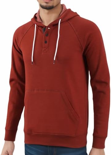 HETHCODE Men’s Midweight Vintage Soft Fleece Pocket Active Hiking Pullover Hoodie Sweatshirt Jacket