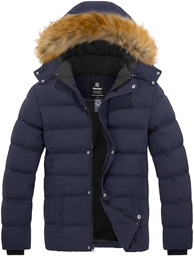 wantdo Men’s Winter Puffer Jacket Thicken Winter Coat Warm Padded Jacket with Hood