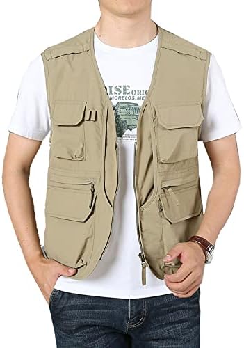 Men’s Black Utility Fishing Vest Outdoor Summer Lightweight Work Photo Safari Cargo Vest