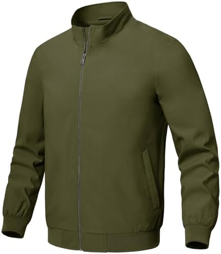Rdruko Men’s Lightweight Jacket Bomber Windbreaker Spring Golf Wind Breaker Full Zip Up Casual Stylish Fashion Coat