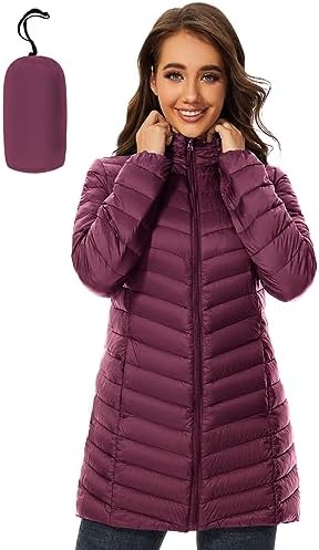 ANOTHER CHOICE Women Puffer Jacket Hooded Warm Lightweight Packable Quilted Puffer Coat Outwear