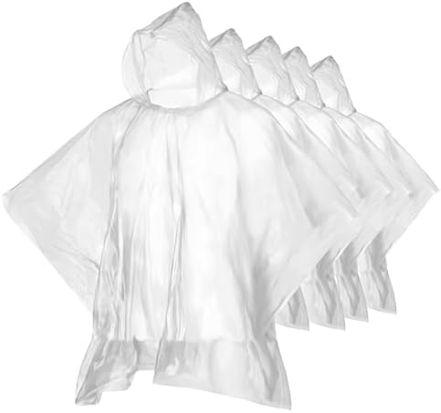 EcoNour 5 Pack Rain Ponchos for Adults Clear Transparent Rain Coat Waterproof Lightweight Jacket for Men Women