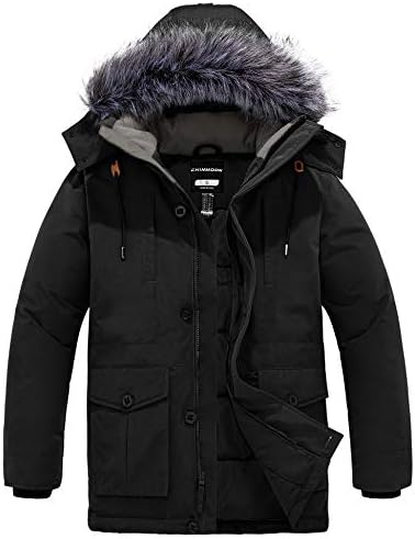 CHIN·MOON Men’s Winter Jacket Thicken Parka Warm Waterproof Puffer Jacket Hooded Snow Coat