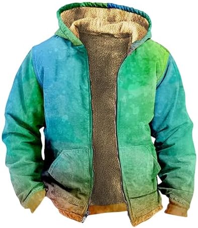 Men’s Vintage Heavyweight Sherpa Fleece Lined Jackets Winter Warm Sweatshirt Coats Big And Tall Zip Up Hoodie Men