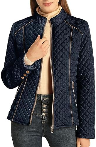 Bellivera Womens Diamond Quilted Lightweight Puffer Jacket Spring and Winter Padded Coat