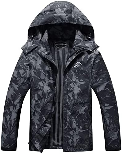 OTU Men’s Lightweight Waterproof Hooded Rain Jacket Outdoor Raincoat Shell Jacket for Hiking Travel